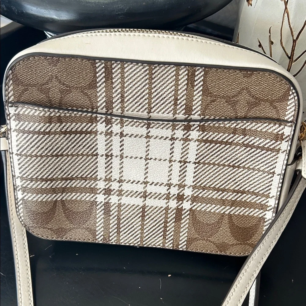 Coach Tan and Cream Plaid Crossbody Bag - Picture 7 of 9